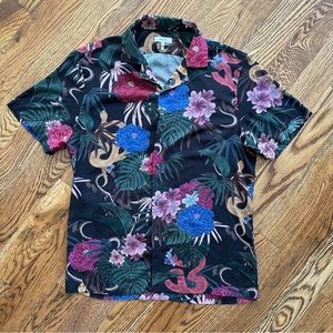 Reiss - Haboutai Snake Print Cuban Collar Shirt - Size L